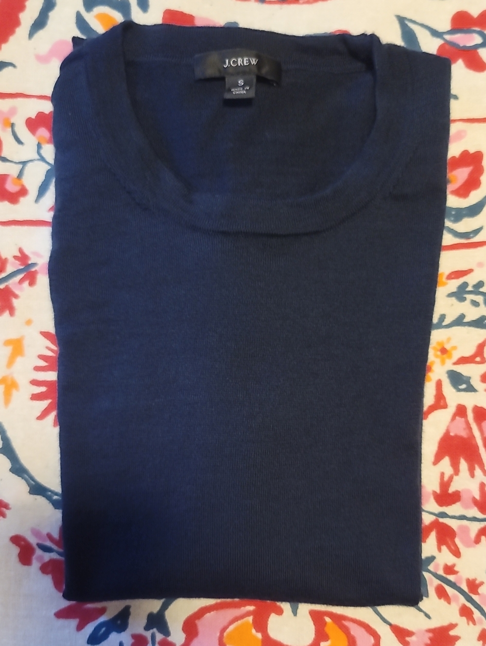 J. Crew Womems Navy Wool Long-Sleeve Crewneck Preppy Cozy Sweater